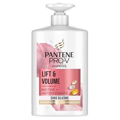 Pantene Shampoing Épaississant Biotine Et Eau De Rose, Lift & Volume, Format XL Avec Pompe, 1000 ml
