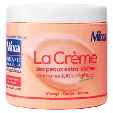 Mixa Intensif Peaux Sèches - La Crème des Peaux Extra-Sèches - Multi Usages Visage, Corps, Mains, Pieds - Nourrit 48h et répare - Pénétration Rapide - Hypoallergénique - Pot 400 ml​