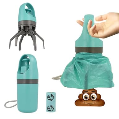 XPAPOV Pooper Scooper, No Touch Poop Scooper Portable pour Petits, Moyens et Grands Chiens, ramasseur de déjections Canines avec 15PCS de sachets et Poubelle Anti-Fuite