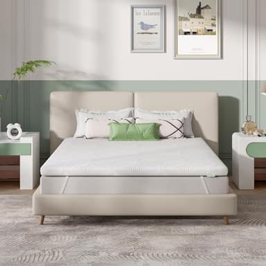 Novilla Surmatelas 140 X 200 CM, Surmatelas en Mousse à Mémoire de Forme Gel, Épaisseur 5 CM, avec Design Antidérapant et Certification de Sécurité, sans Odeur, Housse Lavable