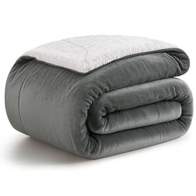 KANKAEU Plaid Polaire Sherpa 160x200 cm, 550 GSM Extrêmement Doux et Épais, Couverture Chaude Réversible Flanelle et Sherpa, pour Canapé, Lit, jeté de Canapé, Hiver, Lavable en Machine, Idée Cadeau