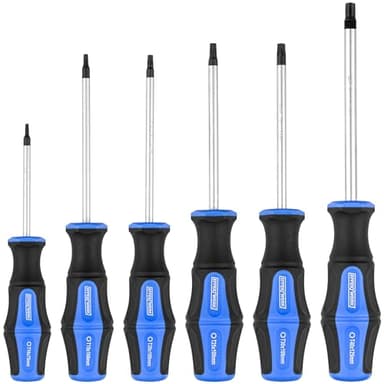 EffektWerk - Jeu de 6 tournevis Torx - Tournevis étoile T-10, T-15, T-20, T-25, T-30 et T-40 - Tournevis dynamométriques avec embouts magnétiques