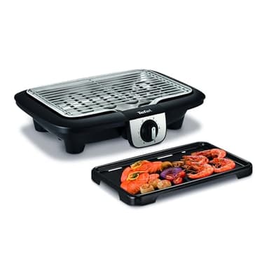 Tefal Easy Grill 2en1 Barbecue électrique de table, Plaque plancha inclus, Puissant 2100 W, Jusqu'à 2 fois moins de fumée YY3818FB