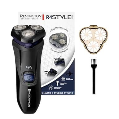 Remington Rasoir Électrique [Rasage à Sec et Humide] R4 (Utilisation sans Fil, Têtes Rotatives 360°, Tondeuse Précision Rétractable Comforttrim + Guide Coupe Barbe 3 Jours, Ergonomique) Tondeuse R4002