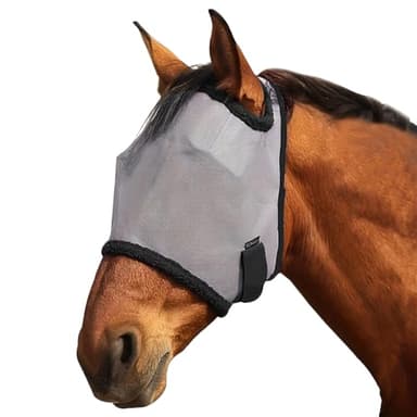 XFSRG Masque Anti Mouche Cheval Anti UV Protéger Les Yeux et Oreilles Moustiques Emouchine pour Chevaux Extérieur(Gris)