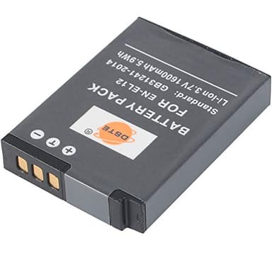 EN-EL12 DSTE Batterie de rechange compatible avec Nikon Coolpix S1000pj, S1100pj, S1200pj, S6000, S6100, S6150, S6200, S6300, S8000, S9400, S9500, S9600, AW 100, AWG. 100s, AW110, AW110s, AW120s