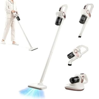Gntodebj 4 in 1 Aspirateur sans Fil, 45000tr/min Aspirateur Balai Puissant Aspiration Puissante avec Lampe UV 253nm pour Les Poils d'animaux/Tapis/Sols Durs