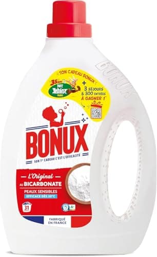 Bonux I Lessive Liquide l'Original Bouteille | Adaptée aux peaux sensibles | Nettoie en Profondeur | Pour linge Blanc et Couleur | 1,4L et 31 lavages