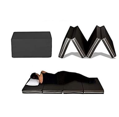 EVERGREENWEB - Futon-lit, Matelas Gain de Place Simple 80x190-10 cm de Haut, Pliable en 4 pièces et Transformable en Pouf, Couverture, déhoussable, adapté à Tous Les sommiers, modèle Galaxy, Noir