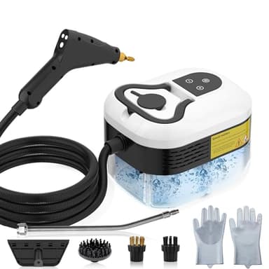 Nettoyeur Vapeur, Nettoyeur à Vapeur 2500W, Nettoyeur Vapeur à Main avec Bouton Tactile Réglable, 4 Têtes de Brosse, Chauffage 15S, Steam Cleaner Tuyau Renforcé, pour Cuisine, Voiture, Sol
