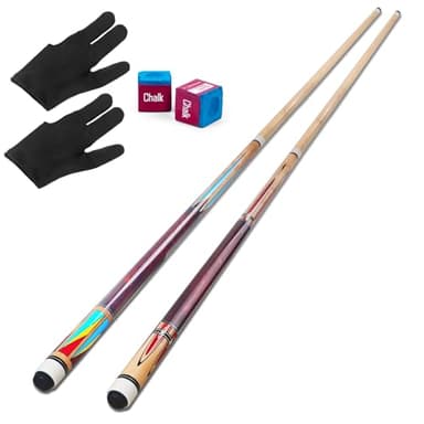 AKLOT Queue de Billard, Lot de 2 Queues de Billard Canne de Billard Pool Cue de 58'' en Bois D'érable Canadien pour Joueurs de Billard Professionnels