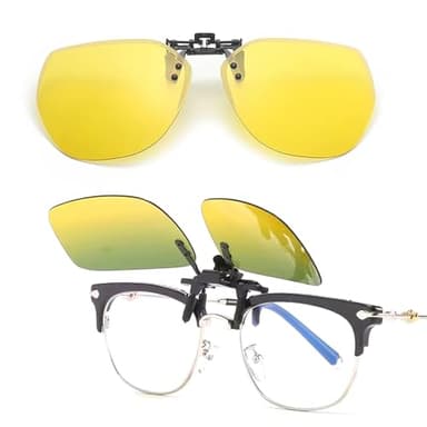 Clip Lunettes Conduite De Nuit Polarisées - Réduisez L'Éblouissement Et Le Stress Visuel - Lunette De Vision Nocturne A Clip,Verres Jaunes HD - Accessoire Essentiel Pour Conducteurs
