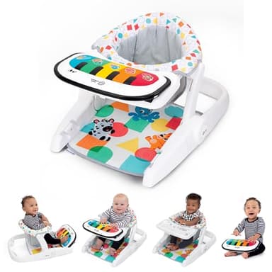 Baby Einstein, Kickin’ Tunes Siège de sol bébé 4-en-1 avec piano détachable, apprentissage musique & langage, 2 positions, dès 4 mois