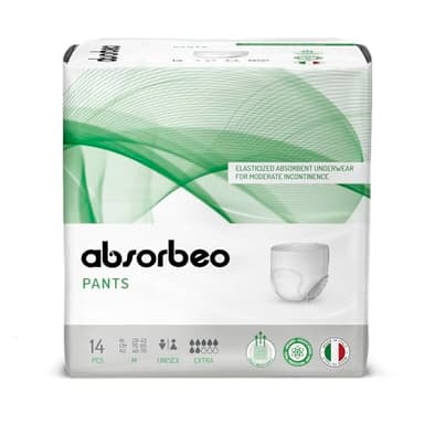 Absorbeo Plus - Culottes Absorbantes Élastiqué pour Incontinence Moyenne, Confort Absolu, Protection Totale, Système Anti-Odeurs, Entièrement Respirant, Unisexe, Taille M, 14 Pcs