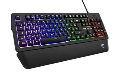 The G-Lab Keyz Palladium Clavier Gamer AZERTY Filaire USB - Rétro-Éclairage RGB LED Multicolore, Repose-Poignets Magnétique, 26 Touches Anti-ghosting, Durable - PC PS4 Xbox One (Noir)