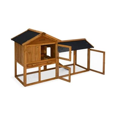 Alice's Garden - Clapier en Bois Hotot pour Lapin et Autres rongeurs. 4 Lapins. Cage à Lapin avec enclos. Espace intérieur et extérieur. poulailler