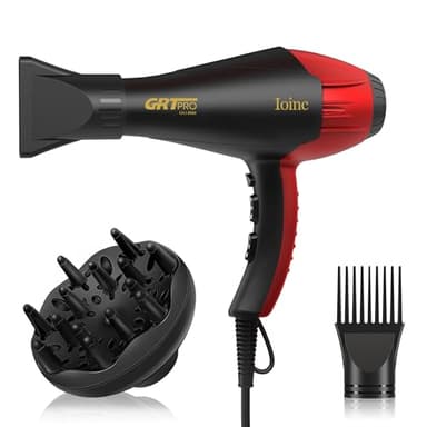 Sèche Cheveux Professionnel Ionique 2400W AC-Motor Seche Cheveux avec Diffuseur 40 Millions D'ions Négatifs Les Salon de Coiffure Maison, 3 Températures et 2 Vitesses Séchage Rapide (noir)