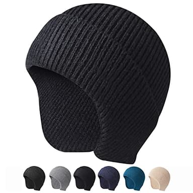 Arcweg Bonnet d'hiver pour Homme Doux et Chaud - Respirant - Unisexe - pour l'extérieur, Noir, Taille Unique