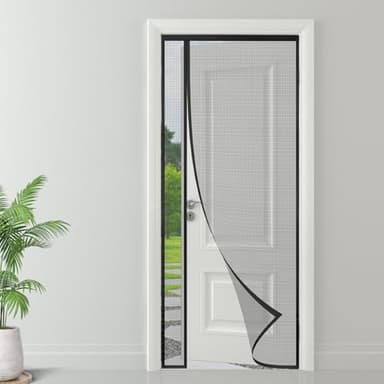 ESMAYULO Moustiquaire Porte Magnétique à Ouverture Latérale 120x220 cm, Installation Facile sans Perçage, Anti-Moustiques & Insectes pour Porte Fenêtre/Balcon - Noir