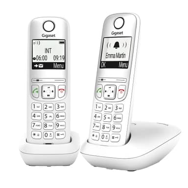 Gigaset A695 Duo - 2 téléphone DECT sans Fil - Grand écran à Haut Contraste - Excellente qualité Audio - Fonction Mains Libres - Protection d'appels indésirables, Blanc [Version française]