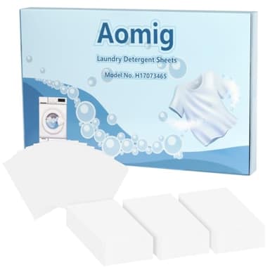 Aomig Feuilles à Lessive, Lot de 90 Lessive Écologique pour Machine à Laver, Détachant Puissant à Laver, Lessive Lingette Parfumées, Laundry Supplies Convient au Lavage à la Main&en Machine