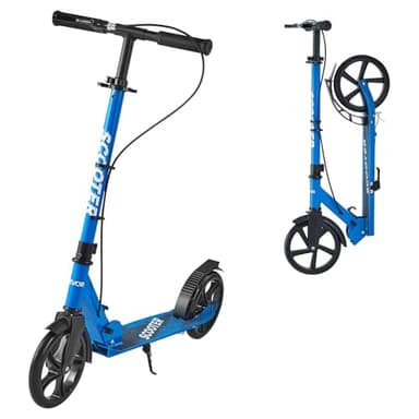 VEVOR Trottinette pour enfants de 8 ans et plus, ados et adultes, patinette à 2 roues, guidon réglable en hauteur, plateau antidérapant, pliable et légère pour garçons et filles à 100 kg, noir et bleu