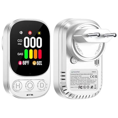 Gedsffati Détecteur de Gaz et Monoxyde de Carbone avec Prise pour Maison, Alarme de CO, Alarme de Gaz Combustibles pour Gaz Naturel LPG Méthane Propane Butane, Blanc, HD08-G