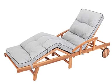 Bjird | Coussin Chaise Longue pour Jardin - Coussin Bain de Soleil extérieur-intérieur - Motif Matelassé - 200x55 cm - Résistant à l'eau et léger - Fabriqué en UE - Cendre