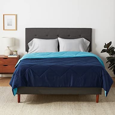 Amazon Basics Couette 4 Saisons réversible pour lit 2 Personnes, 220 x 240 cm, bleu marine/bleu ciel