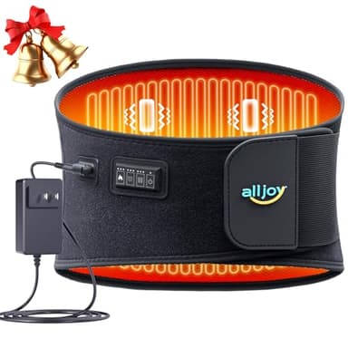 ALLJOY 170CM Ceinture Chauffante Lombaire, Cadeau Noel pour Homme Femme Parents, Coussin Chauffant Dos avec 5 Massage Vibratoire et 3 Niveaux de Température, Minuterie 3 Temps (avec Fil)