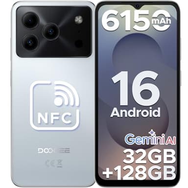 DOOGEE Note56 Pro Android 16 Smartphone Pas Cher, 6150mAh 32Go+128GoTelephone Portable 13MP+8MP Écran 6.56" HD+/90Hz, TF 2To Débloqué 4G Dual SIM, Octa Core, Face ID/OTG