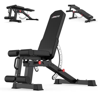 JOROTO Banc de Musculation Réglable, Banc de Musculation Multifonction pour la Maison, Banc D'entraînement avec Charge Max de 800 KG, Dossier Réglable sur 9 Positions et Siège Réglable sur 3 Positions