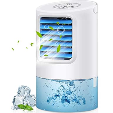 GREATSSLY Ventilateur de climatiseur portable, petit ventilateur de bureau à 3 degrés, angle réglable, compact, super silencieux, ventilateur de table personnel, mini évaporateur