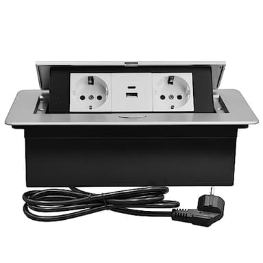 CHENGPI Multiprise encastrée avec 2 prises - Prise escamotable avec USB + type C PD18W - Multiprise peu encombrante pour cuisine, bureau et plan de travail