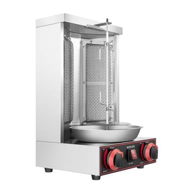 Rôtissoire à poulet verticale gaz 3000 W inox - avec broche kebab - machine kebab professionnelle pour poulet, dinde, tacos - pour hôtels, restaurants et fast-food