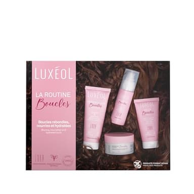 LUXEOL - Routine Cheveux Bouclés - Coffret Format Voyage - Sublime Les Boucles - Limite les Frisottis - Parfum Gourmand - Curly Hair - Shampooing 75ml + Masque + Crème De Soin + Gelée 50ml