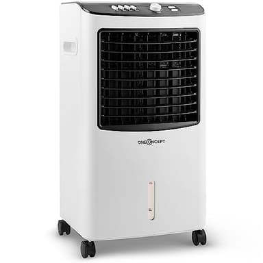 oneConcept Climatiseur Mobile 3 en 1, Climatiseur Portable avec Humidificateur, Ventilateur, Climatiseur Mobile Sans Évacuation, 2 Pack Glacons, Minuterie, 3 Modes, 65W, Puissant Débit d'Air 360m³/h