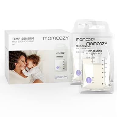 Momcozy Sachets de Congélation Lait Maternel 180mL - Lot de 50 Poches Stériles avec Double Fermeture Étanche | Conservation Hygiénique Allaitement + Stockage Réfrigéré