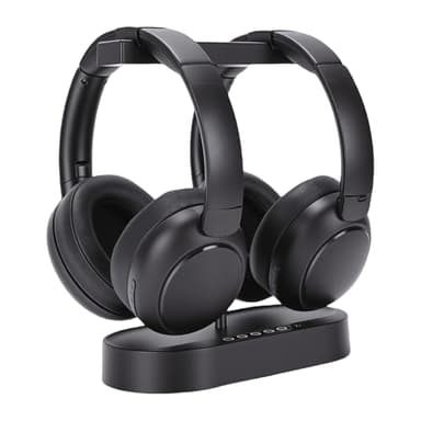 MENDUNER Double Casque TV sans Fil avec Base de Chargement, Bluetooth 5.4 pour Personnes âgées, 40 Heures de Lecture, Pas de Retard Audio, Plug and Play, Idéal pour Les Parents âgés, 2