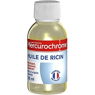 MERCUROCHROME – Huile de Ricin – Huile Nourrissante pour la Peau, les Cheveux et les Ongles – Riche en Vitamine E - 100% d’Origine Naturelle – 100mL - Fabriqué en France