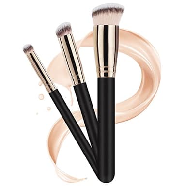 Pinceau Fond De Teint Fluide, 3 Pièces Pinceau Anti Cerne, Pinceaux Maquillages Pour Le Teint, Parfait Pour n'Importe Quel Look, Fonctionne Avec Du Liquide, Du Vernis, De La Crème, De La Sculpture