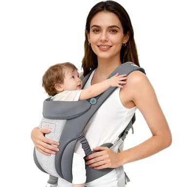 Mumgaroo Porte Bebe - Kangourou Baby Carrier 3D ultra-doux (0 à 24 mois), On the Go 4 en 1 Multifonctionnel, Physiologique M-porte, pour Enfant Jusqu'à 15 kg