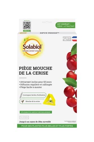 SOLABIOL Anti Mouche Cerisier | Piège à Phéromone | Lutte Contre la Mouche de la Cerise | 1 Piège + 4 Seringues | Utilisable en Agriculture Biologique | Fabriqué en France | SOPICERISE
