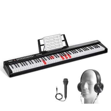 VEVOR Clavier Piano Numérique, 88 Touches Semi-lestées, Piano à Clavier Électrique Pleine Taille, 1000 Sons, Haut-parleurs Intégrés, Pédale de Sustain, Casque, Bluetooth, MIDI, USB, pour Débutants
