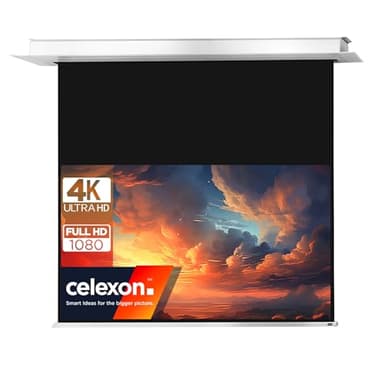 celexon Professional Plus Écran de projection encastrable motorisé 110" | 240x135cm 16:9 | Écran de cinéma maison 4K Full HD pour vidéoprojecteurs | installation au plafond | interrupteur mural fourni