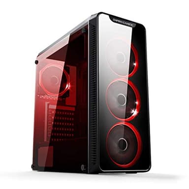 EMPIRE GAMING - Boîtier PC Gamer WarMachine - Moyenne Tour ATX - Façade en Verre, Paroi en Verre Complète et Trempée, Ventilateurs Silencieux - LED RGB Dual Ring - Rétroéclairage 11 Modes