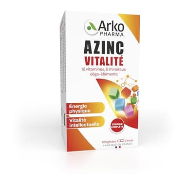 Azinc Vitalité - Réduit la fatigue due au surmenage, soutient les performances intellectuelles, dès 15 ans - 120 gélules