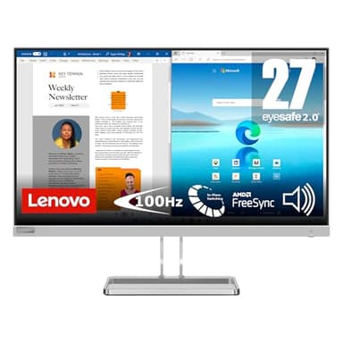 Lenovo L27i-40 | Moniteur Full HD 27" | 1920 x 1080 | 100 Hz | 300 nits | Temps de réponse 4 ms | HDMI | VGA | AMD FreeSync | Gris