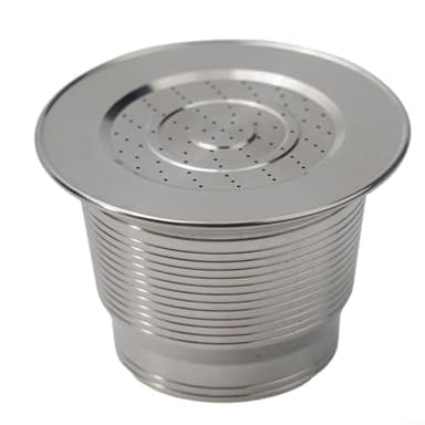 Feeshoppher Capsules de café réutilisables avec tamper en acier inoxydable durable rechargeable pour filtre à dosettes Nespr-esso (type normal)