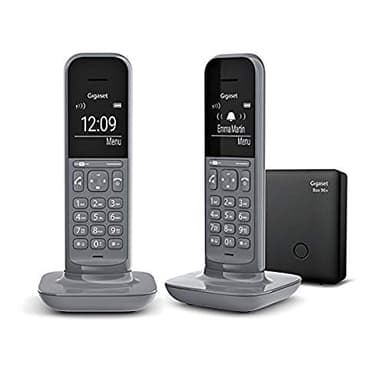 Gigaset, CL390A Duo, Téléphone Fixe, sans Fil au Design Moderne, avec Répondeur Intégré Aux Combinés, Grand Ecran Rétro-Éclairé, Fonctions Mains Libres et Blocage d'Appels, 2 Combinés, Gris